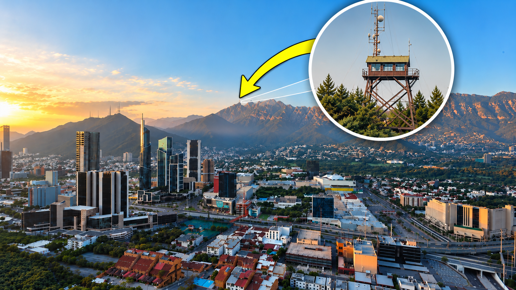 Una extraña construcción en la cima de un cerro de Monterrey